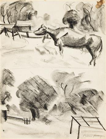 MILTON AVERY Landscape Studies with a Cow and Barn.